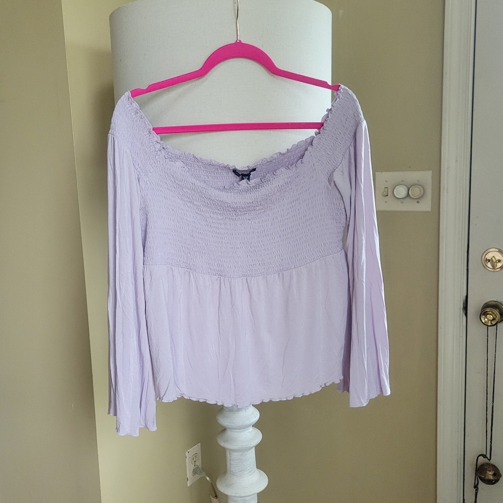 American Eagle Lilac Off-Shoulder Top
